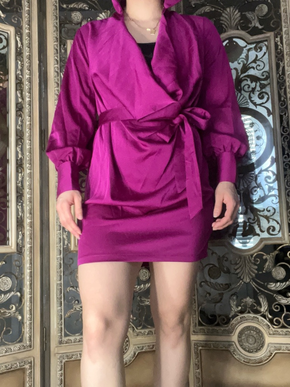 Fashion Nova Fuchsia Wrap Mini Dress